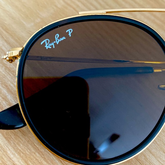 Ray Ban Polarized Round Double Bridge Sunglasses - Picture 6 of 7